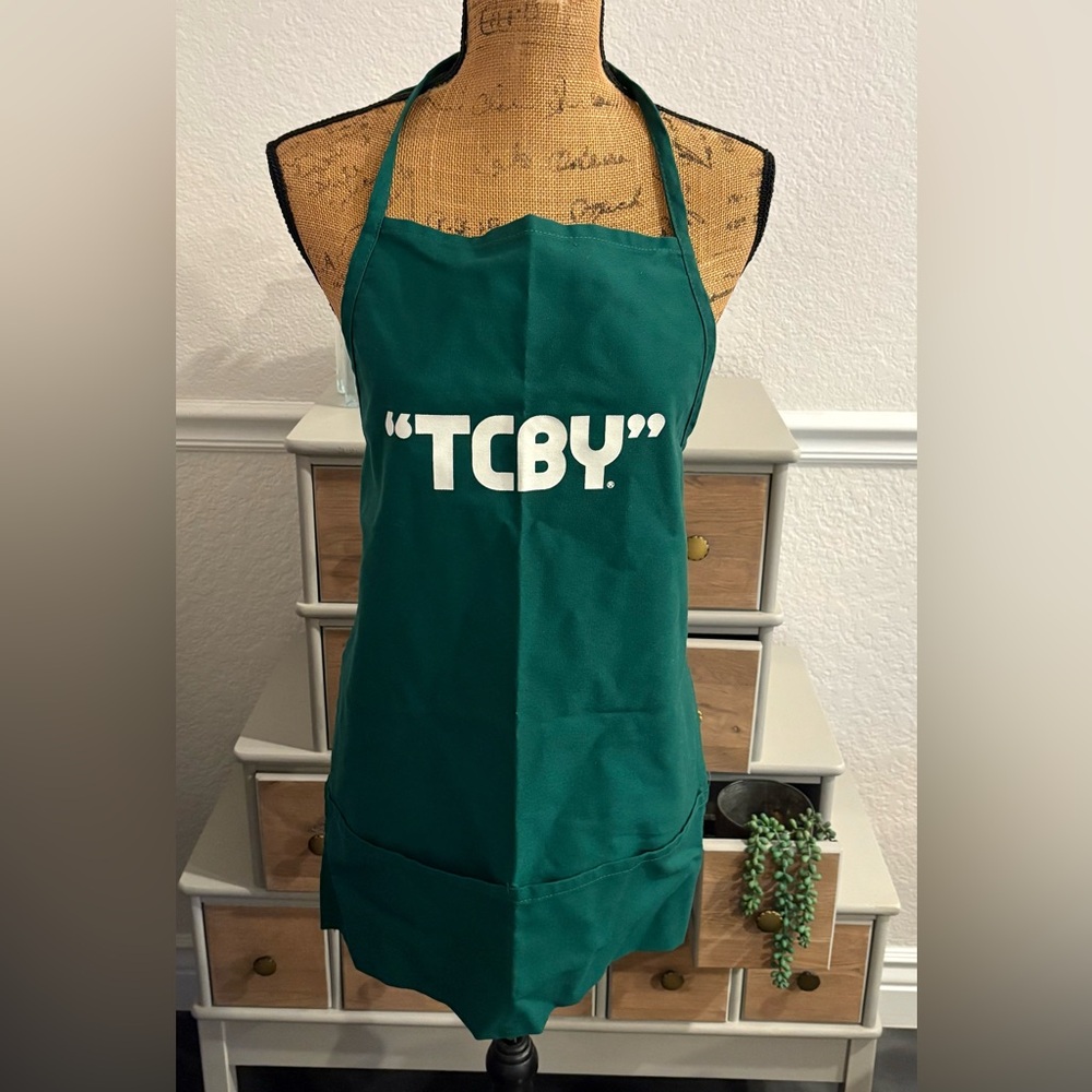 TCBY Green Apron The Country’s Best Yogurt Employee Uniform Adjustable Ties